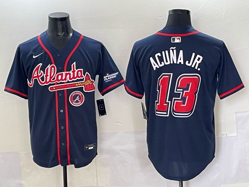 Men Atlanta Braves #13 Acuna jr Drak Blue Nike 2025 MLB Jersey style 09->atlanta braves->MLB Jersey